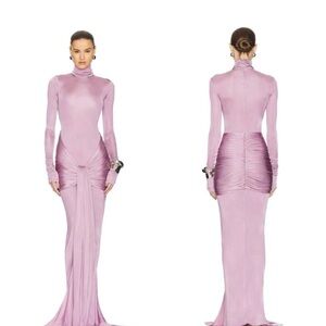 Helsa Slinky Jersey Sarong Maxi Dress in Elderberry